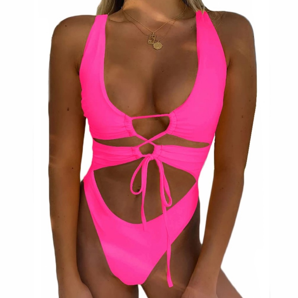 CHYRII Cutout Hot Pink Swimsuit